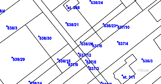 Parcela st. 538/22 v KÚ Vávrovice, Katastrální mapa