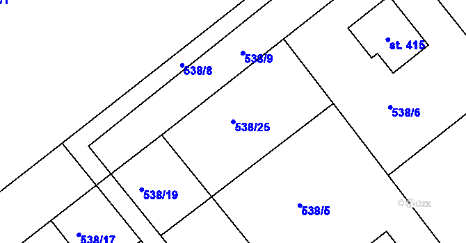Parcela st. 538/25 v KÚ Vávrovice, Katastrální mapa
