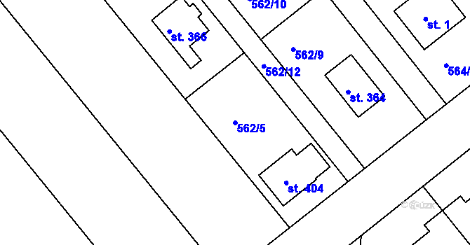 Parcela st. 562/5 v KÚ Vávrovice, Katastrální mapa