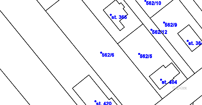 Parcela st. 562/6 v KÚ Vávrovice, Katastrální mapa