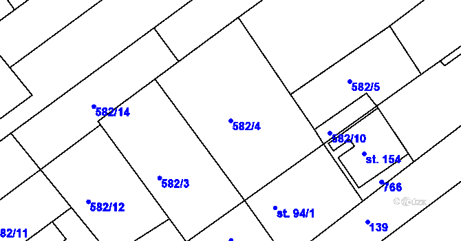 Parcela st. 582/4 v KÚ Vávrovice, Katastrální mapa