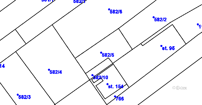 Parcela st. 582/5 v KÚ Vávrovice, Katastrální mapa