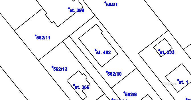 Parcela st. 402 v KÚ Vávrovice, Katastrální mapa