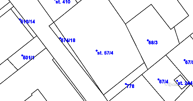 Parcela st. 57/4 v KÚ Vávrovice, Katastrální mapa