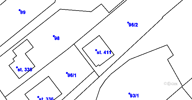 Parcela st. 411 v KÚ Vávrovice, Katastrální mapa