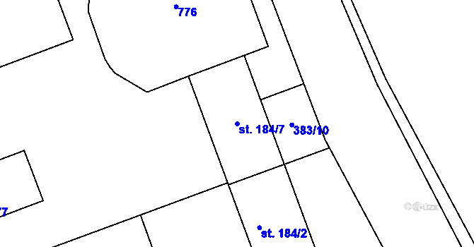 Parcela st. 184/7 v KÚ Vávrovice, Katastrální mapa