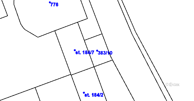Parcela st. 383/10 v KÚ Vávrovice, Katastrální mapa