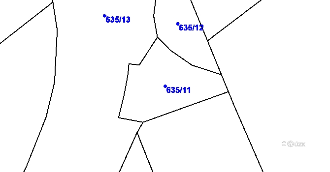 Parcela st. 635/11 v KÚ Vávrovice, Katastrální mapa
