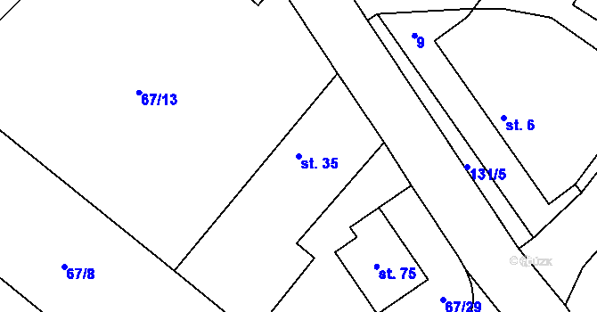 Parcela st. 35 v KÚ Chmeliště, Katastrální mapa