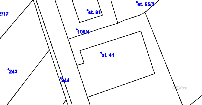 Parcela st. 41 v KÚ Chmeliště, Katastrální mapa