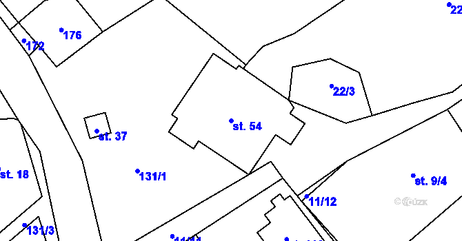 Parcela st. 54 v KÚ Chmeliště, Katastrální mapa