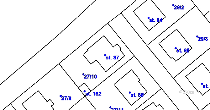 Parcela st. 87 v KÚ Chmeliště, Katastrální mapa