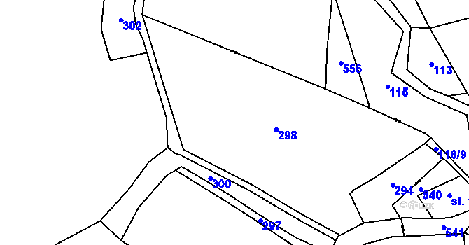 Parcela st. 44/3 v KÚ Chmeliště, Katastrální mapa