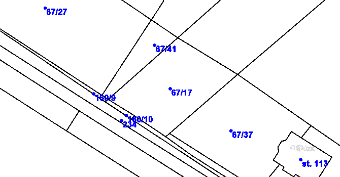 Parcela st. 67/17 v KÚ Chmeliště, Katastrální mapa