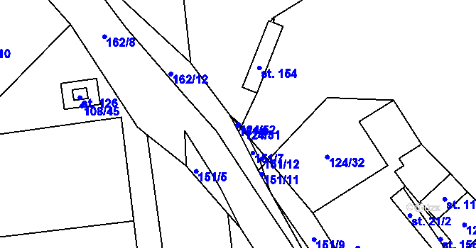 Parcela st. 124/52 v KÚ Chmeliště, Katastrální mapa
