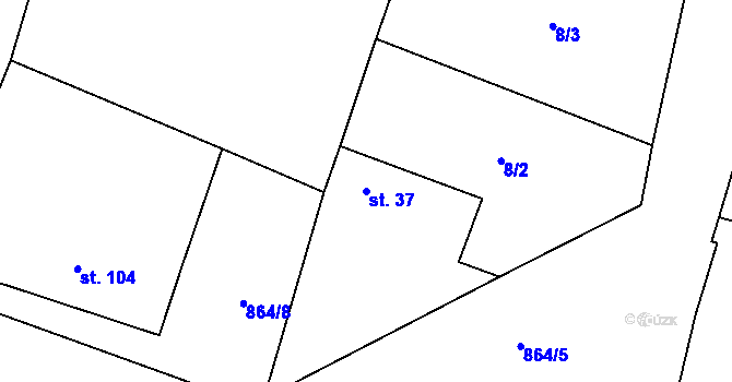 Parcela st. 37 v KÚ Vavřinec, Katastrální mapa