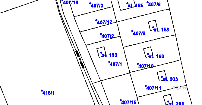 Parcela st. 153 v KÚ Vavřinec, Katastrální mapa