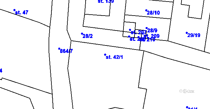 Parcela st. 42/1 v KÚ Vavřinec, Katastrální mapa