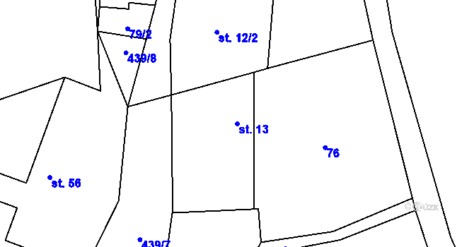 Parcela st. 13 v KÚ Žíšov, Katastrální mapa