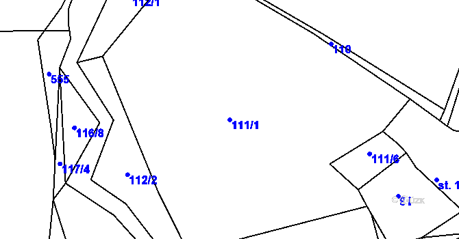 Parcela st. 111/1 v KÚ Žíšov, Katastrální mapa