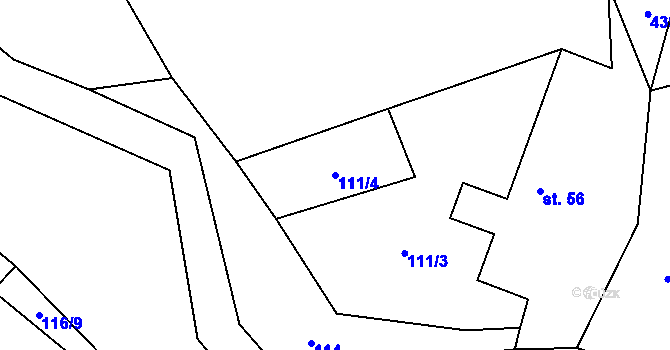 Parcela st. 111/4 v KÚ Žíšov, Katastrální mapa
