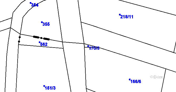 Parcela st. 170/5 v KÚ Žíšov, Katastrální mapa