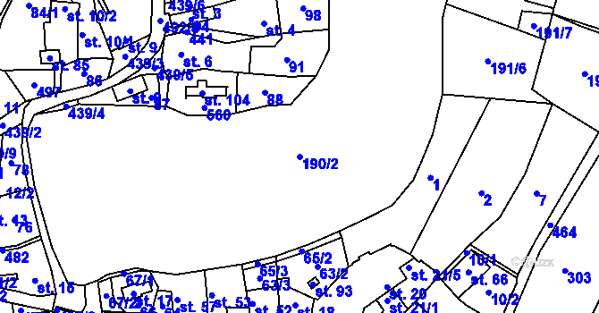 Parcela st. 190/2 v KÚ Žíšov, Katastrální mapa