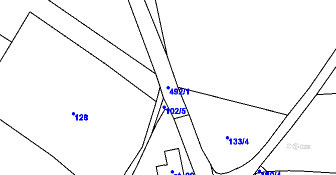 Parcela st. 492/1 v KÚ Žíšov, Katastrální mapa