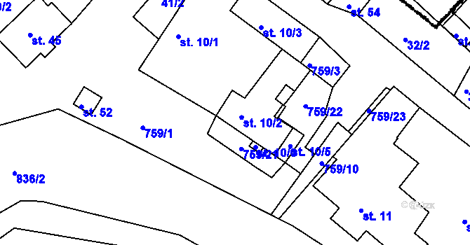 Parcela st. 10/2 v KÚ Suchdol v Moravském krasu, Katastrální mapa