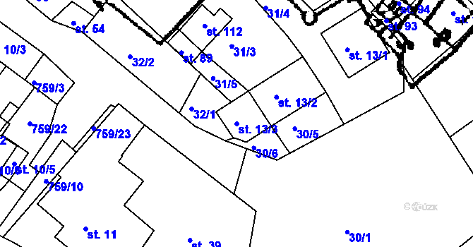 Parcela st. 13/3 v KÚ Suchdol v Moravském krasu, Katastrální mapa