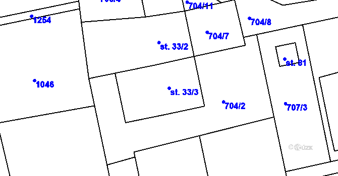 Parcela st. 33/3 v KÚ Suchdol v Moravském krasu, Katastrální mapa
