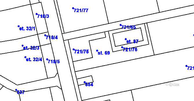 Parcela st. 69 v KÚ Suchdol v Moravském krasu, Katastrální mapa