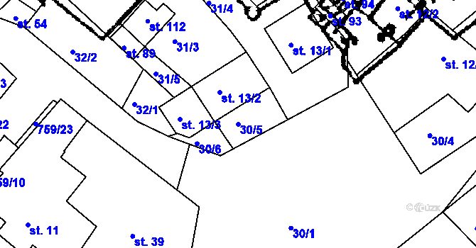 Parcela st. 30/5 v KÚ Suchdol v Moravském krasu, Katastrální mapa