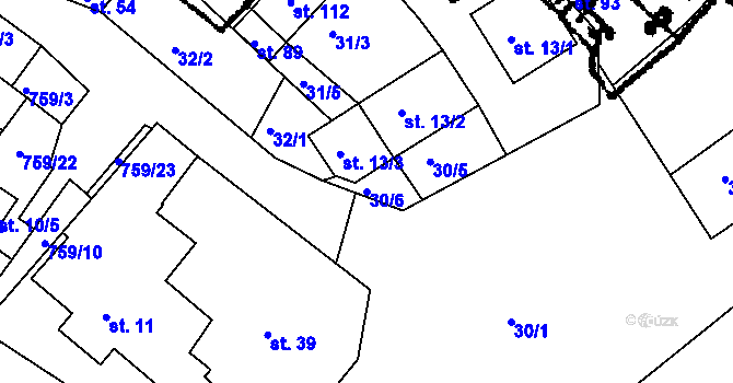 Parcela st. 30/6 v KÚ Suchdol v Moravském krasu, Katastrální mapa
