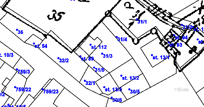Parcela st. 31/3 v KÚ Suchdol v Moravském krasu, Katastrální mapa