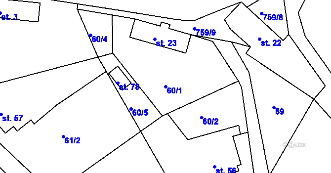 Parcela st. 60/1 v KÚ Suchdol v Moravském krasu, Katastrální mapa