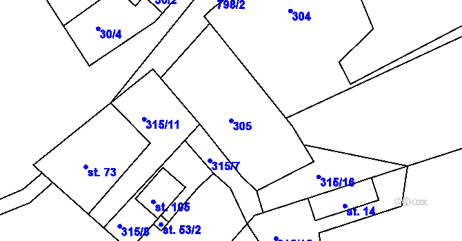 Parcela st. 305 v KÚ Suchdol v Moravském krasu, Katastrální mapa