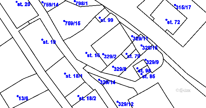 Parcela st. 329/2 v KÚ Suchdol v Moravském krasu, Katastrální mapa
