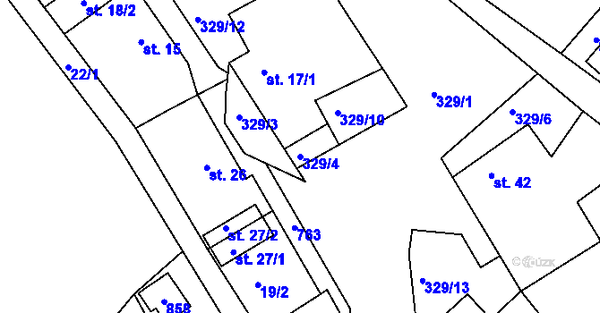 Parcela st. 329/4 v KÚ Suchdol v Moravském krasu, Katastrální mapa