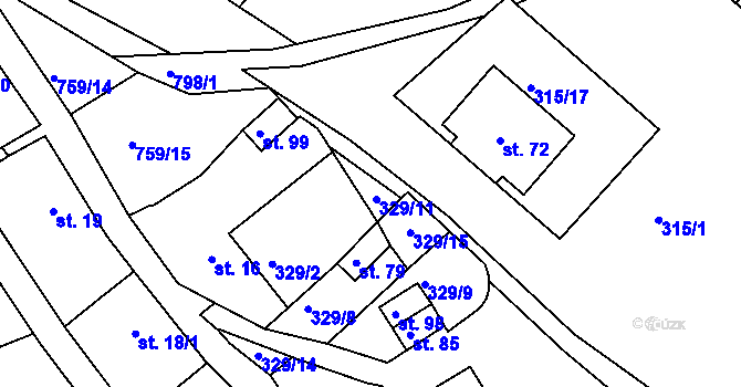 Parcela st. 329/11 v KÚ Suchdol v Moravském krasu, Katastrální mapa