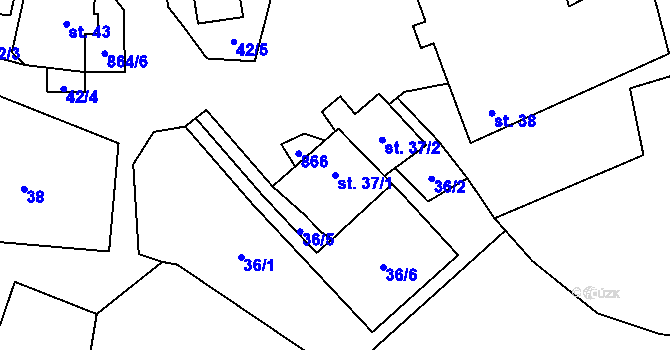 Parcela st. 37/1 v KÚ Vavřinec na Moravě, Katastrální mapa