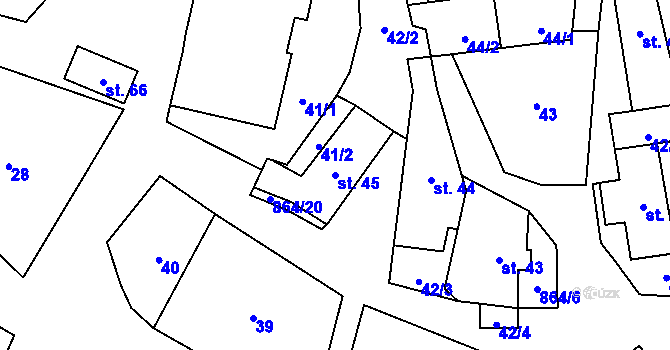 Parcela st. 45 v KÚ Vavřinec na Moravě, Katastrální mapa