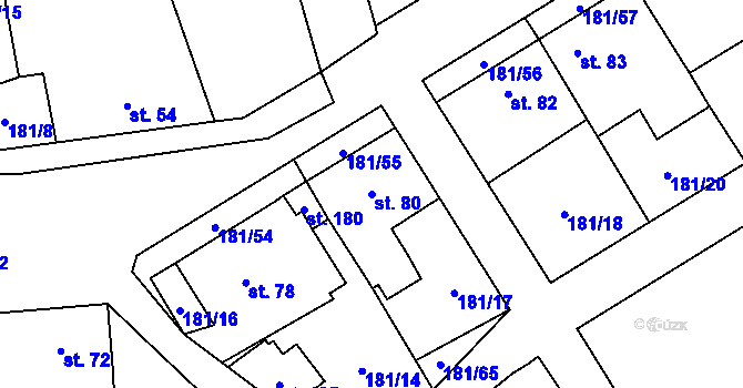 Parcela st. 80 v KÚ Vavřinec na Moravě, Katastrální mapa