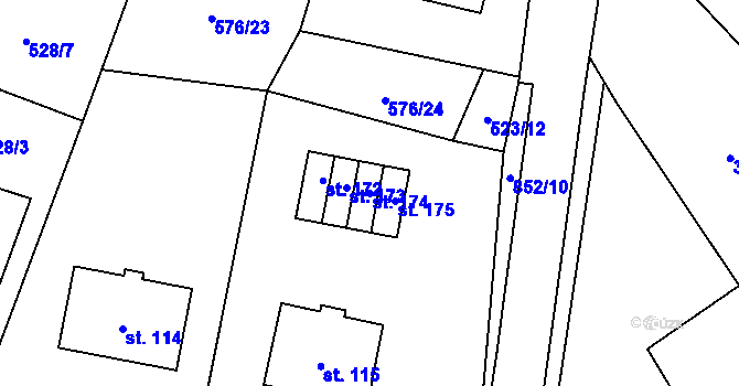 Parcela st. 174 v KÚ Vavřinec na Moravě, Katastrální mapa