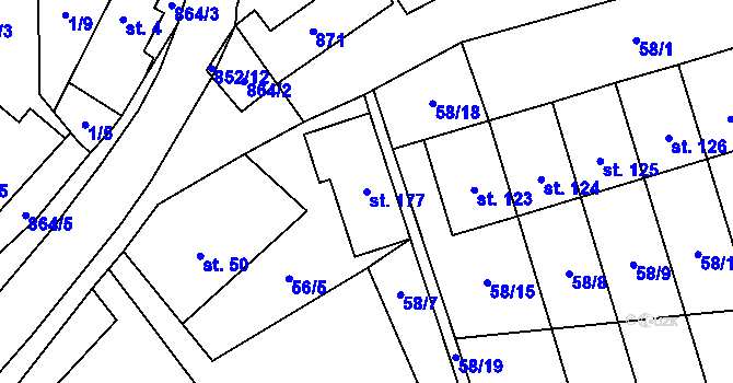 Parcela st. 177 v KÚ Vavřinec na Moravě, Katastrální mapa