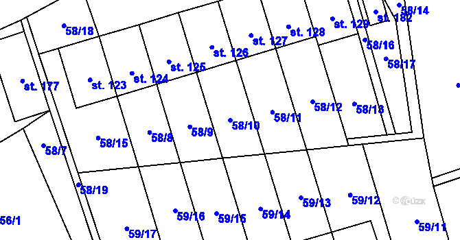 Parcela st. 58/10 v KÚ Vavřinec na Moravě, Katastrální mapa