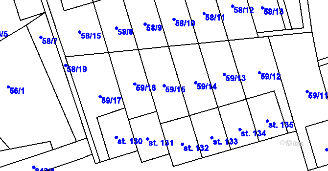 Parcela st. 59/15 v KÚ Vavřinec na Moravě, Katastrální mapa