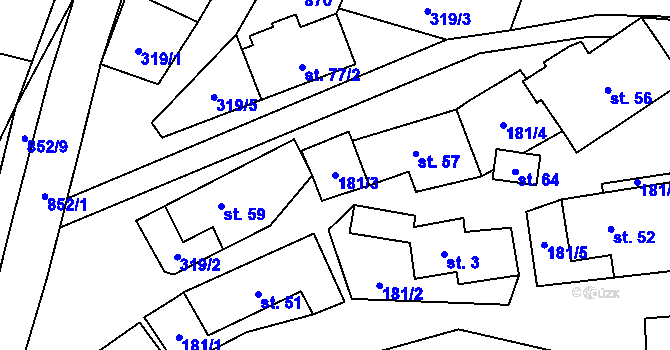 Parcela st. 181/3 v KÚ Vavřinec na Moravě, Katastrální mapa