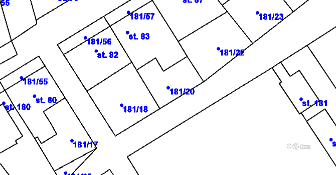 Parcela st. 181/20 v KÚ Vavřinec na Moravě, Katastrální mapa