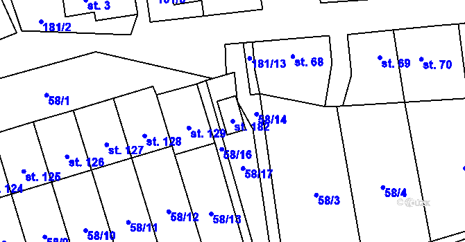Parcela st. 182 v KÚ Vavřinec na Moravě, Katastrální mapa